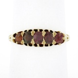 Antique Victorian 18K Gold 1.0 ctw Graduating Old Cut Red Spinel 5 Stone Band Ri