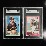 Set of (2) Ozzie Smith Baseball Cards - 1981 & 1982 Topps, SGC Graded 8