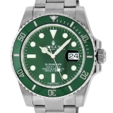 Rolex Mens Stainless Steel Green Dial Oyster Band 40mm 