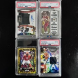 Set of (4) NFL Rookie Cards - PSA Graded, Patch & Auto Inserts