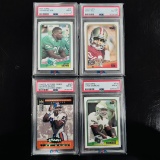 Set of (4) Graded Football Cards - Jerry Rice, Jerome Brown, Sharpe & Simmons (P