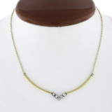 Vintage 14k Yellow Gold 0.30 ctw Bezel Diamond Chevron 