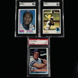 Set of (3) Vintage Topps Baseball Cards Featuring Lee Smith, Vida Blue & George