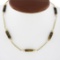 Vintage 10k Gold 14.8mm Bar Tigers Eye W/ Pearl & Gold Bead Ball Chain Necklace