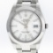 Rolex Mens Stainless Steel White Index Smooth Bezel Oyster Band Datejust Wristwa
