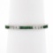 18k White Gold 0.55 ctw Square Emerald & Round Diamond Milgrain Eternity Band Ri