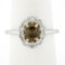 NEW 18k & 14k Gold GIA Fancy Dark Yellow Brown Solitaire w/ Diamond Halo Ring