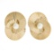 Vintage Retro Krementz 14K Gold 4.5mm Pearl Grooved Fluted Interlocking Earrings