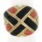 14K Yellow Gold Inlaid Black Onyx, Coral & Mother of Pearl Wide Domed Bombe Ring