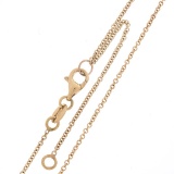 New 14K Rose Gold Emerald Cut Channel Set Blue Topaz Solitaire Pendant & Chain