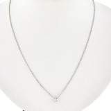 New 14K Gold .42 ctw Round Brilliant Diamond Solitaire Pendant w/ Adjustable Cha