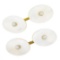 Antique 14k Gold White Mother of Pearl w/ 3mm Seed Pearl Center Oval Cufflinks