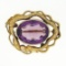 Antique Art Nouveau 14k Gold 13.13 ctw Oval Amethyst Detailed Dragon Frame Brooc