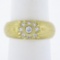 MAZ 14k Yellow Gold 0.27 ctw Star Pave Set Diamond Cluster Textured Band Ring