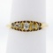 Antique Victorian 18K Gold 0.32 ctw Cushion Old Mine & Rose Cut Diamond Band Rin