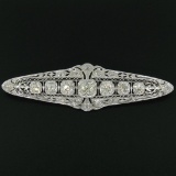 Art Deco Platinum 6.00 ctw Old European and Mine Cut Diamond Filigree Brooch