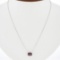 NEW 14k White Gold 1.50 ctw Rectangular Step Cut Garnet Solitaire Pendant Neckla