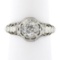 Antique Art Deco 18k Gold GIA 0.94 ctw European Diamond Filigree Engagement Ring