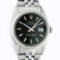 Rolex Mens Stainless Steel Black Index 36mm Datejust Wristwatch With Jubilee Ban