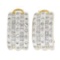18K Gold 2.3 ctw Channel Princess & Burnish Round Diamond 5 Row Cuff Omega Earri