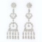 Elegant 18k White Gold 1.35 ctw Diamond Chandelier Milgrain Drop Dangle Earrings