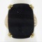 Vintage 9 ctw Yellow Gold 21.3x15.8mm Flat Cushion Black Agate Solitaire Ring