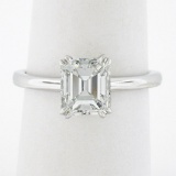 NEW Platinum 1.88 ctw GIA Old Emerald Cut Prong Diamond Solitaire Engagement Rin