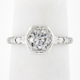 Antique Orange Blossom Platinum Old Cut 0.60 ctw G VS Diamond Engagement Ring