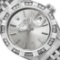 Rolex Ladies Stainless Steel Silver Index 18K White Gold Diamond Bezel Date Watc