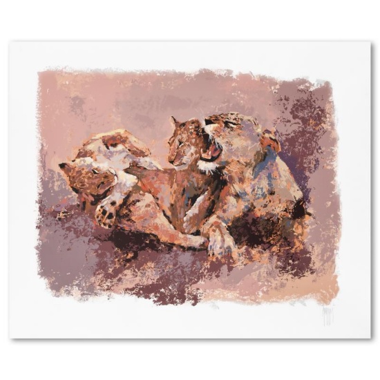Lioness & Her Cubs by Mark King (1931-2014)