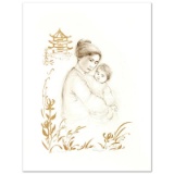Lei Jeigiong and her Baby in the Garden of Yun-Tai by Hibel (1917-2014)