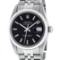 Rolex Mens Stainless Steel Black Index 36mm 14K Gold Fluted Bezel Datejust Wrist