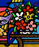 CAT WITH FLOWERS by Jozza
