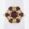 Vintage 10k Yellow Gold 1.65 ctw Round Brilliant Cut Garnet Cluster Platter Ring