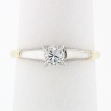 Vintage 14k Gold Old Transitional Diamond Solitaire Engagement or Promise Ring