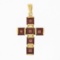 14k Yellow Gold Square Step Cut Rhodolite Garnet Channel Set Cross Pendant