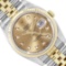 Rolex Mens Two Tone Sapphire Quickset Champagne Diamond Dial Datejust With Rolex