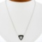NEW 18K Gold GIA Trillion Diamond Black Onyx Triangle Solitaire Pendant Necklace