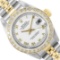Rolex Ladies Two Tone Quickset White Roman Yellow Gold Diamond Bezel Datejust Wi