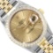 Rolex Mens Sapphire Two Tone Champagne Index Diamond Bezel Datejust Wristwatch W