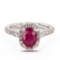 1.86 ctw MADAGASCAR Ruby and 0.70 ctw Diamond 18K White Gold Ring (GIA CERTIFIED