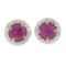 Platinum & 14K Gold 3.06 ctw GIA Pink Sapphire Diamond Halo Cluster Stud Earring
