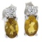 New 10K White Gold 1 ctw Prong Set Oval Citrine & Diamonds Stud Earrings