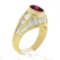 18K Yellow Gold 3.85 ctw GIA Burma No Heat Ruby Baguette Cut Diamond Cocktail Ri
