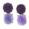 Vintage 14K Yellow Gold Round & Oval Cabochon Cut Amethyst Drop Dangle Earrings