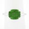 14K White Gold 3.04 ctw Cushion Green Chrome Tourmaline w/ Diamond Accent Ring