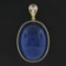 Vintage Handmade Yellow Gold Domed Oval Polished Lapis w/ Diamond Bail Pendant