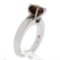 Solid 14K White Gold Cushion Citrine Solitaire & 0.40 ctw Diamond Cocktail Ring