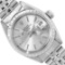 Rolex Ladies Stainless Steel 26MM Silver Index Engine Turn Bezel Date Wristwatch