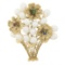 Estate 14k Gold Ruby Emerald Sapphire & Pearl Multi Flower Bouquet Brooch Pin